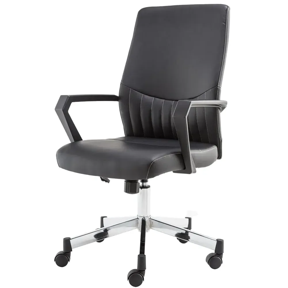 Brook Office Chair with Tilt Mechanism - Black, Faux Leather image