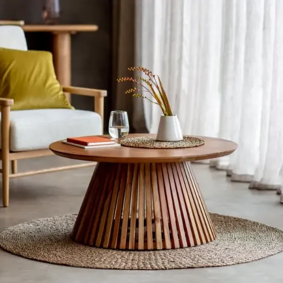 Brookline Round Coffee Table - Natural, Acacia Wood