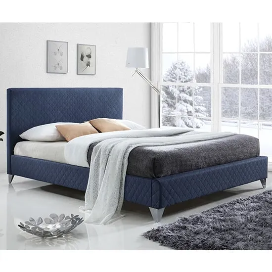 Brooklyn Double Bed Frame - Blue, Fabric image