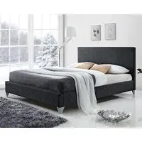 Brooklyn Double Bed Frame - Dark Grey, Fabric