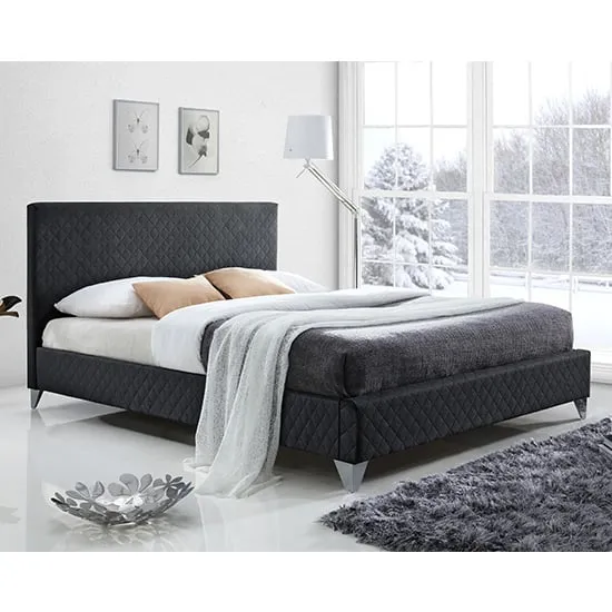Brooklyn Double Bed Frame - Dark Grey, Fabric