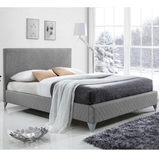 Brooklyn Double Bed Frame - Grey, Fabric