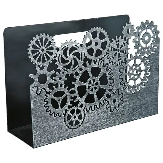 Brooklyn Gear Wheels Magazine Rack - Silver, Metal