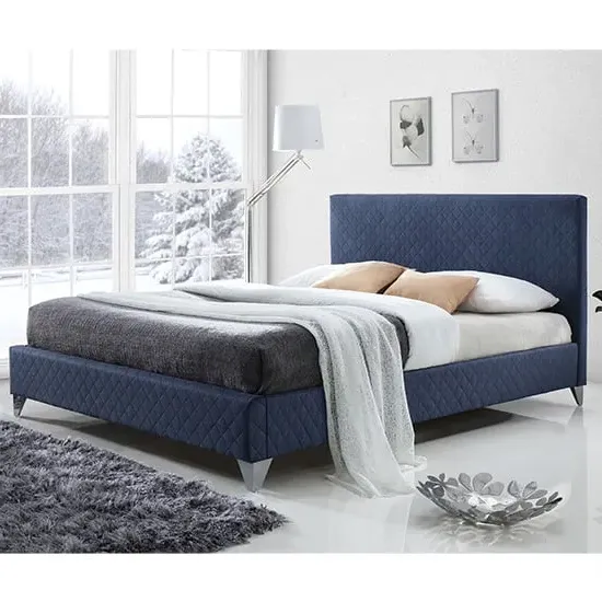 Brooklyn King Size Bed Frame - Blue, Fabric