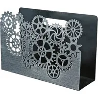 Brooklyn Gear Wheels Magazine Rack - Silver, Metal alternate view