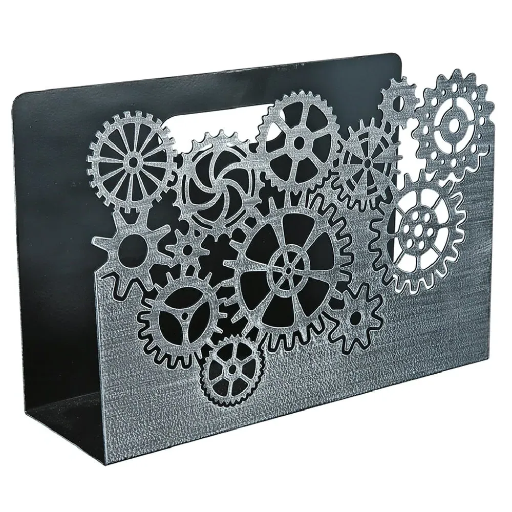 Brooklyn Gear Wheels Magazine Rack - Silver, Metal product