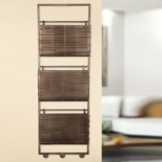 Brooklyn Rectangular Magazine Rack - Silver, Metal