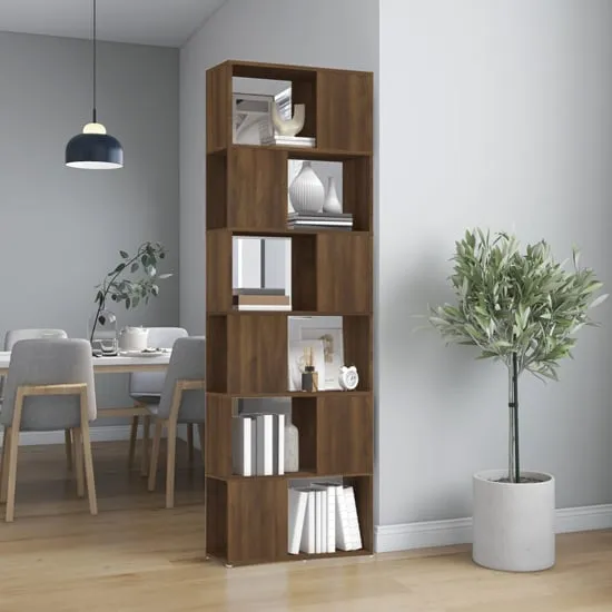 Brooks 6 Compartment Bookcase - Brown, Engineered Wood