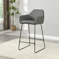 Brooks Faux Leather Bar Chair - Grey, PU