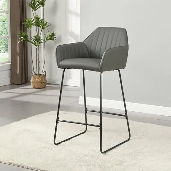 Brooks Faux Leather Bar Chair - Grey, PU image