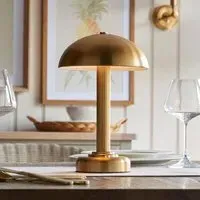 Brossard Round Rechargeable Table Lamp - Brass, Metal
