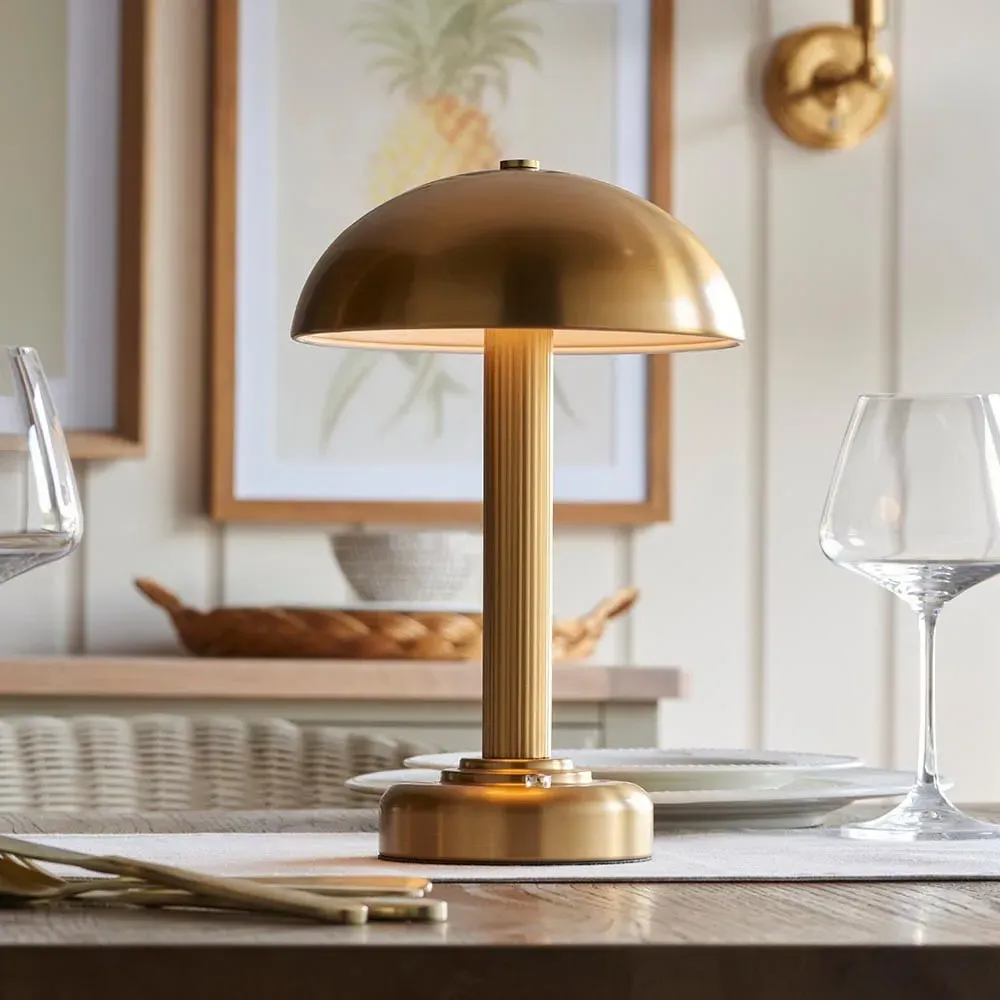 Brossard Round Rechargeable Table Lamp - Brass, Metal image