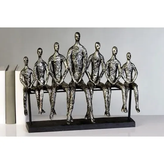 Brothers Sculpture - Silver, Poly/Metal