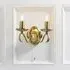 Brunswick 2 Light Twin Wall Light - Antique Brass, Glass