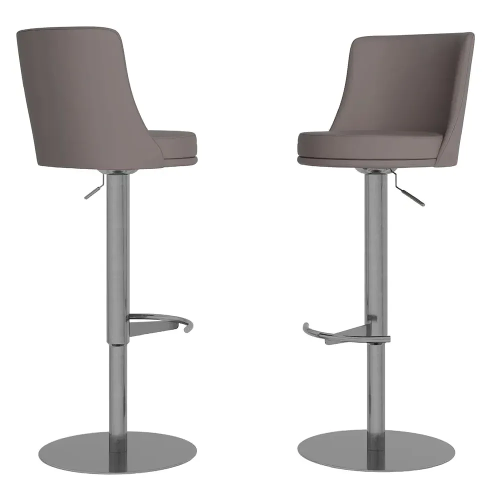 Brunswick Bar Chairs with Swivel - Taupe, Faux Leather