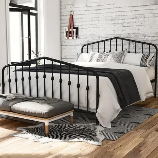 Brunswick Double Bed Frame - Black, Metal