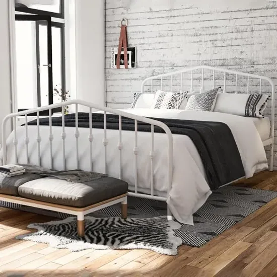 Brunswick Double Bed Frame - White, Metal