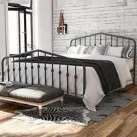 Brunswick King Size Bed Frame - Grey, Metal