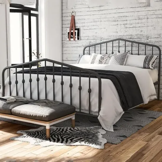 Brunswick King Size Bed Frame - Grey, Metal