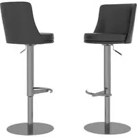 Brunswick Swivel Bar Chairs with Footrest - Grey, Faux Leather