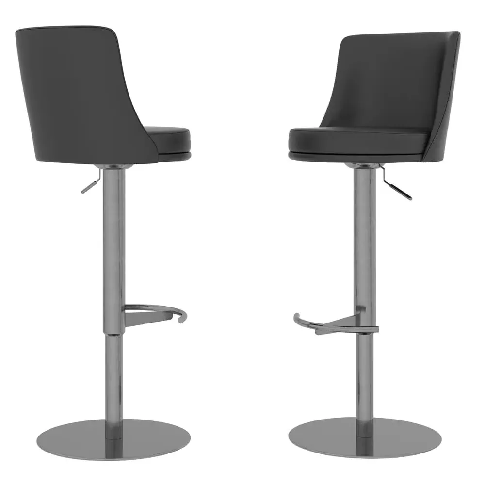 Brunswick Swivel Bar Chairs with Footrest - Grey, Faux Leather