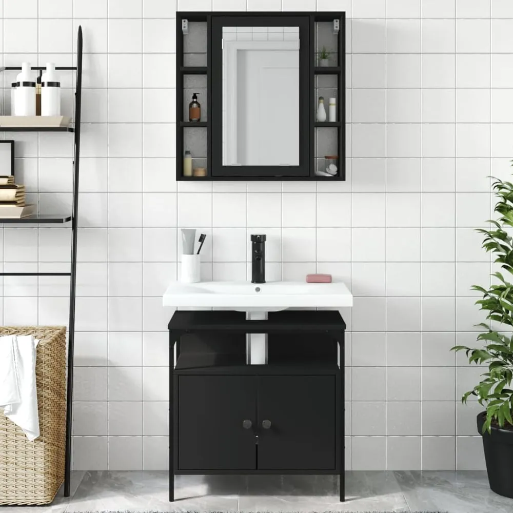 Brussels 2 Piece Bathroom Furniture Set - Black, Wood image