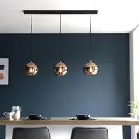 Brussels 3 Light Pendant Light - Gold, Mirrored Glass