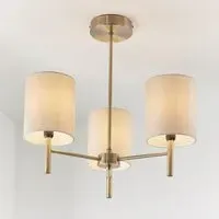 Bryan 3 Light Semi-Flush Pendant Light - Brass, Fabric