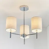 Bryan 3 Light Semi-Flush Pendant Light - Chrome, Fabric