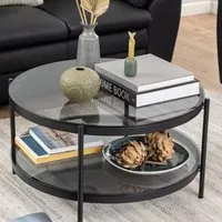 Bryan Round Coffee Table - Black, Smoked Glass