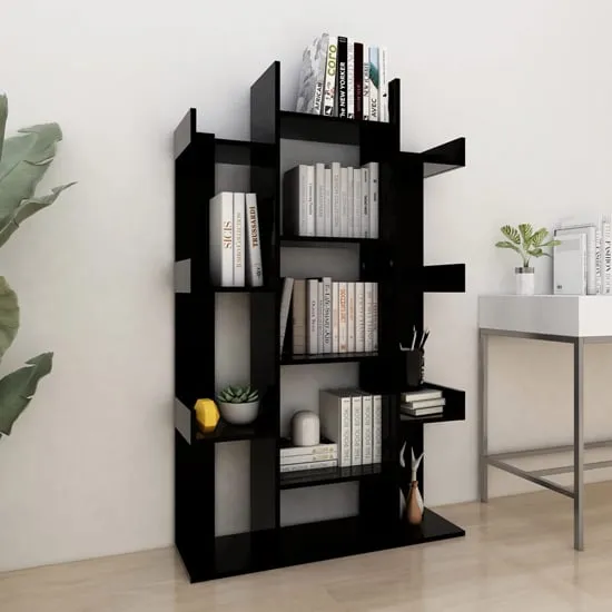 Bryson Bookcase with 13 Compartments - Black, Wood image