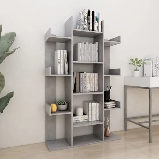 Bryson Bookcase with 13 Compartments - Concrete Effect