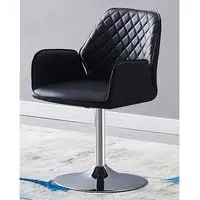 Bucketeer Swivel Dining Chair with Armrests - Black, Faux Leather