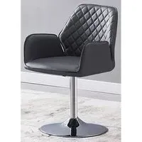 Bucketeer Swivel Dining Chair with Armrests - Grey, Faux Leather