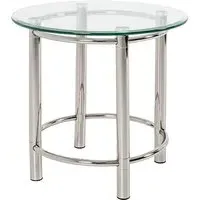 Buckeye Round Side Table - Clear, Chrome