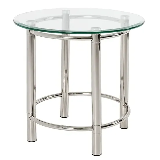 Buckeye Round Side Table - Clear, Chrome