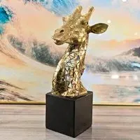 Buda Giraffe Bust Sculpture - Gold, Resin