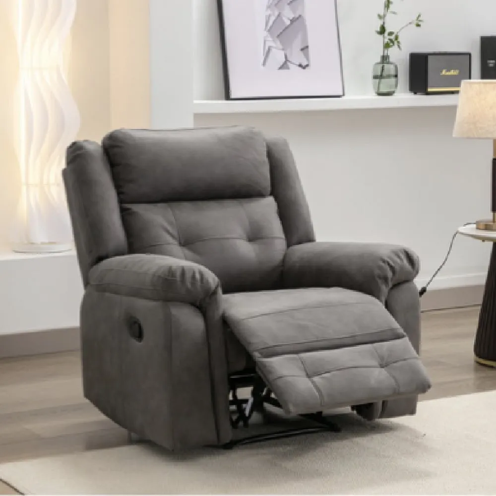 Budva 1-Seater Recliner Sofa - Dark Grey, Fabric image