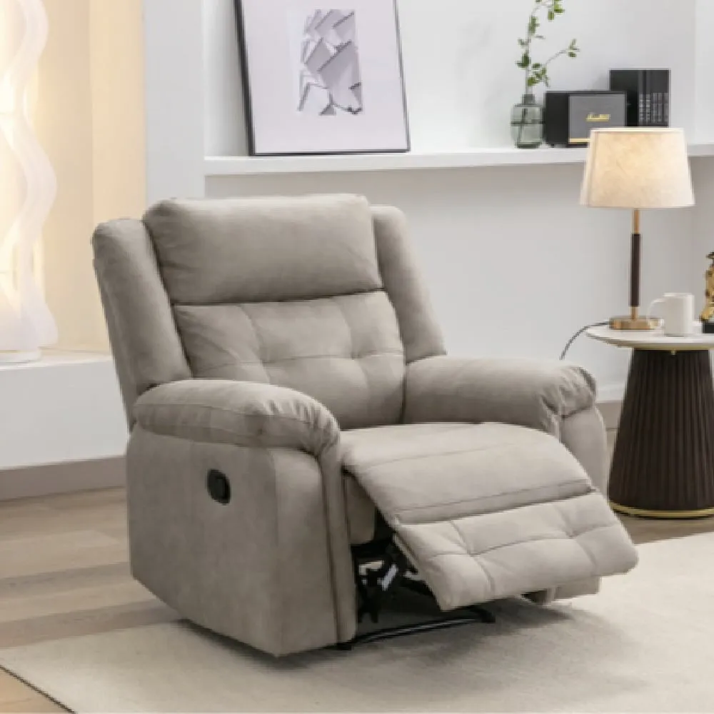 Budva 1-Seater Recliner Sofa - Light Grey, Fabric
