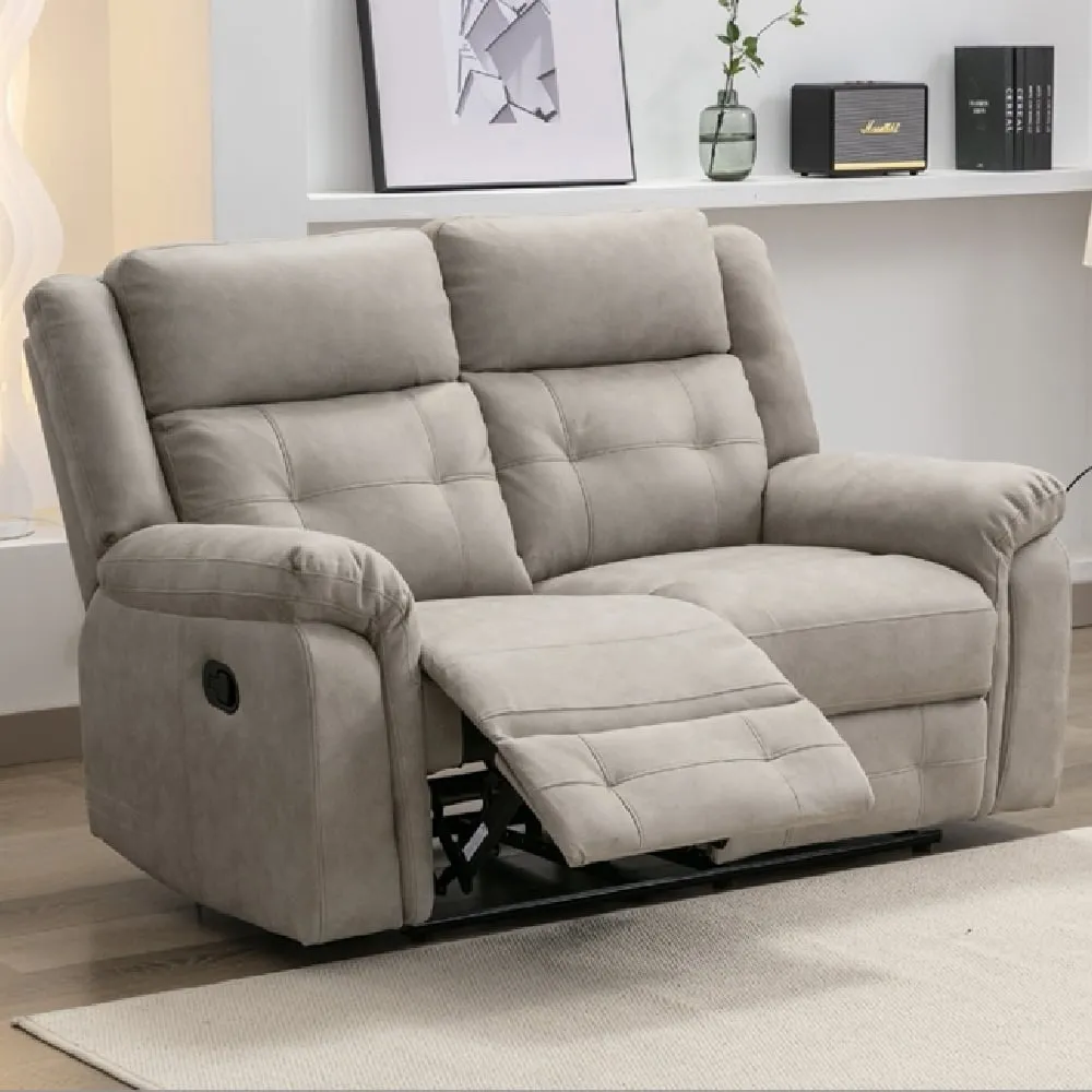 Budva 2-Seater Recliner Sofa - Light Grey, Fabric