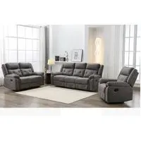Budva 3-Piece Recliner Sofa Suite - Dark Grey, Fabric