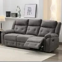 Budva 3-Seater Recliner Sofa - Dark Grey, Fabric