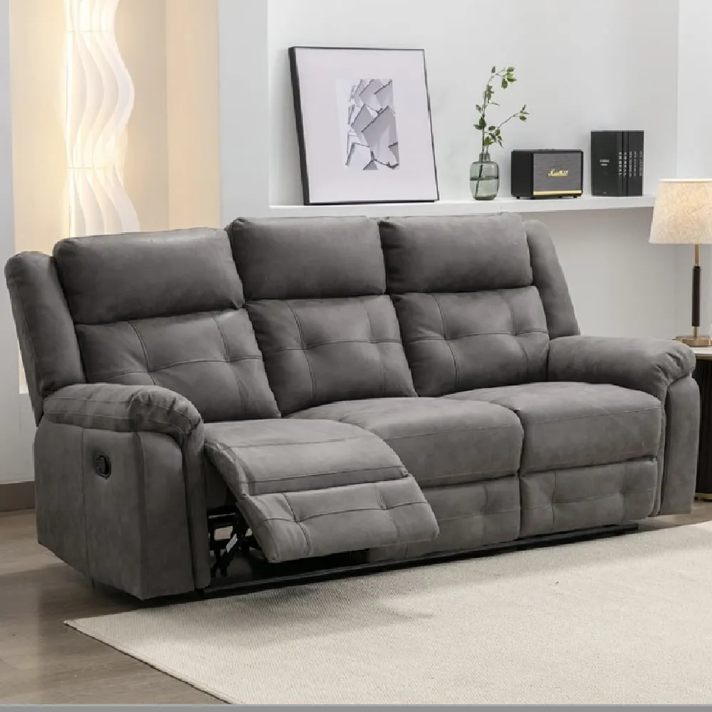 Budva 3-Seater Recliner Sofa - Dark Grey, Fabric