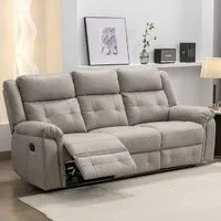 Budva 3-Seater Recliner Sofa - Light Grey, Fabric