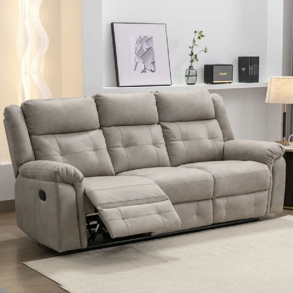 Budva 3-Seater Recliner Sofa - Light Grey, Fabric