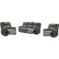 Budva 3+1+1 Seater Recliner Sofa Set - Dark Grey, Fabric