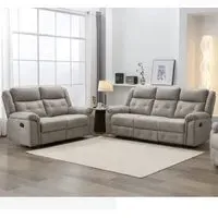 Budva 3+2 Seater Recliner Sofa Set - Light Grey, Fabric