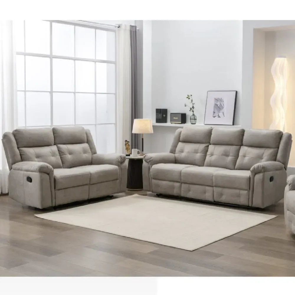 Budva 3+2 Seater Recliner Sofa Set - Light Grey, Fabric
