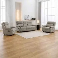 Budva Reclining 3+1+1 Seater Sofa Set - Light Grey, Fabric alternate view
