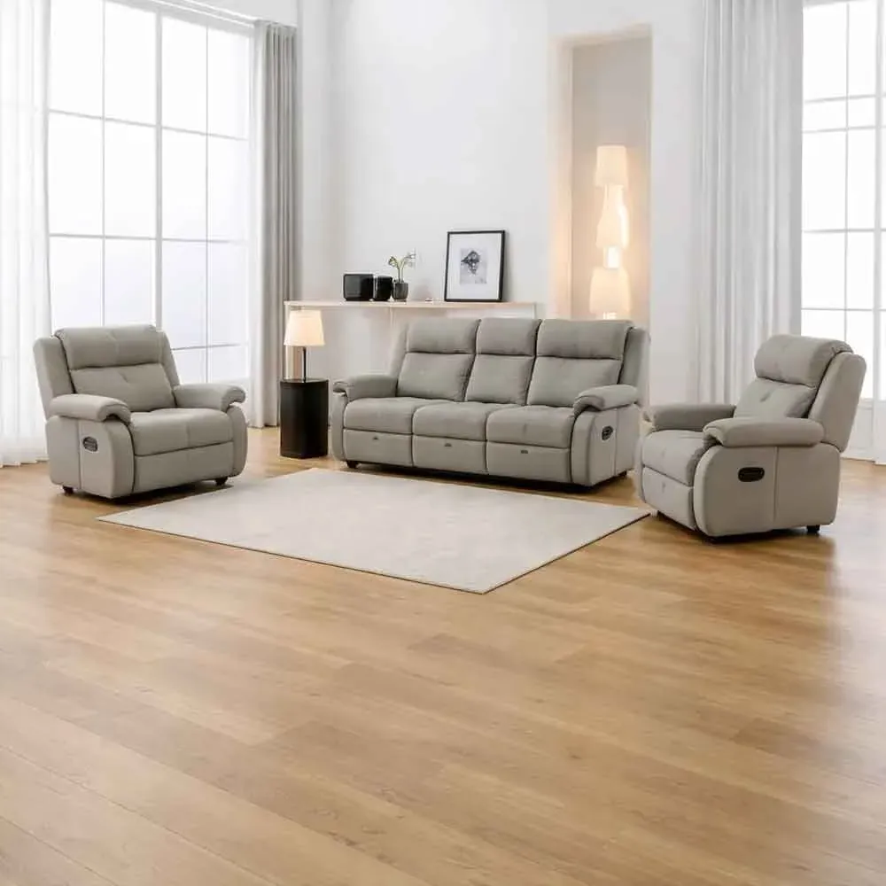 Budva Reclining 3+1+1 Seater Sofa Set - Light Grey, Fabric product